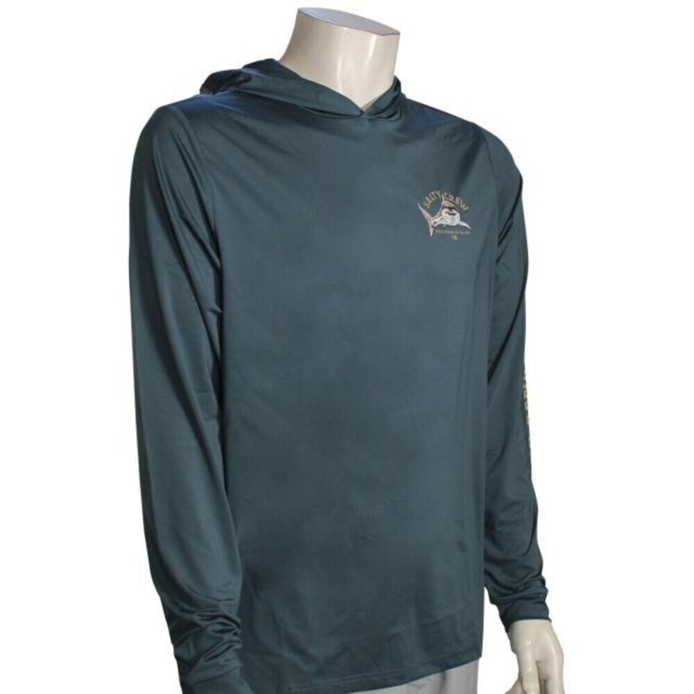 Salty Crew Lurking Hoodie Men's L Blue Graphic Print Stretch Long Sleeve GBO770